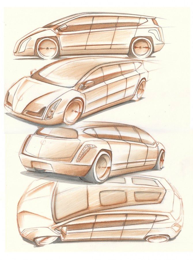 Design solution from fellow ISSAM-Modena.com' student sgn. Fillippo Chiusa [kiusa]. Also three doors along the side. Clever integretion and positive, creative, showcase of his personal skills.